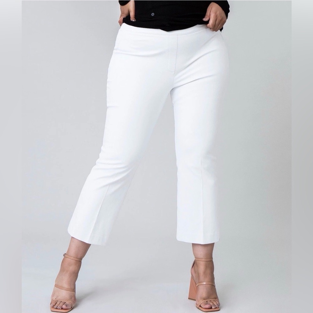 Spanx On the Go Cropped Kick Flare Pants White Women Size L Pull On